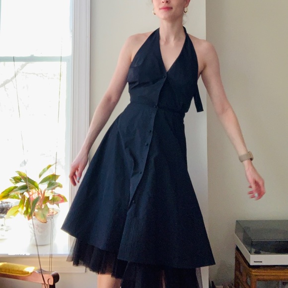 BCBGMaxAzria Dresses & Skirts - BCBG Black Tulle Halter Dress